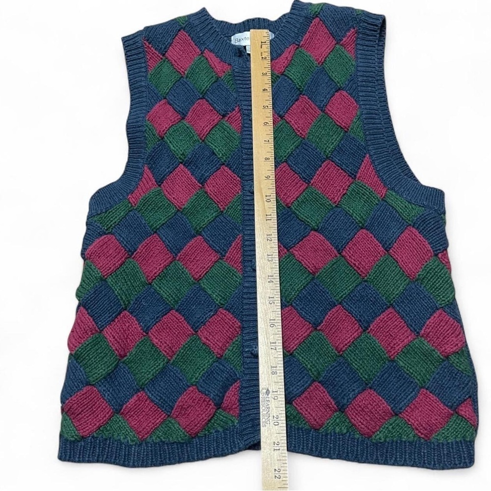Vintage 90s Baxter & Wells Sweater Vest Women's Size M Retro Knitted Button Up - Picture 7 of 8